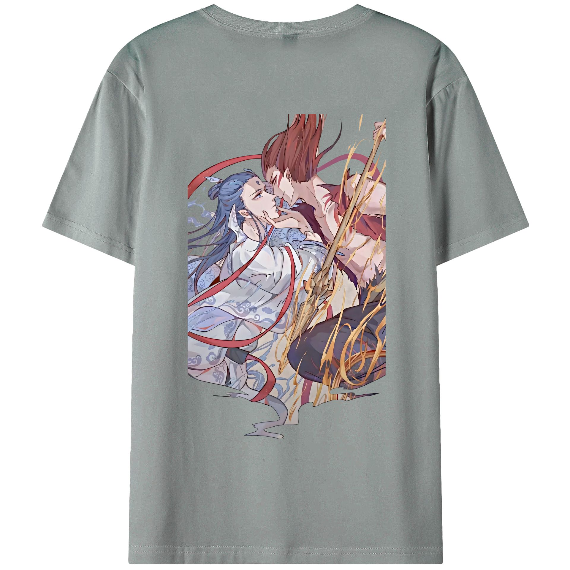 （画像用） Ne Zha 2 ナタ 魔童の大暴れ 綿100％ メンズ半袖Tシャツ（バックプリント） 通気性